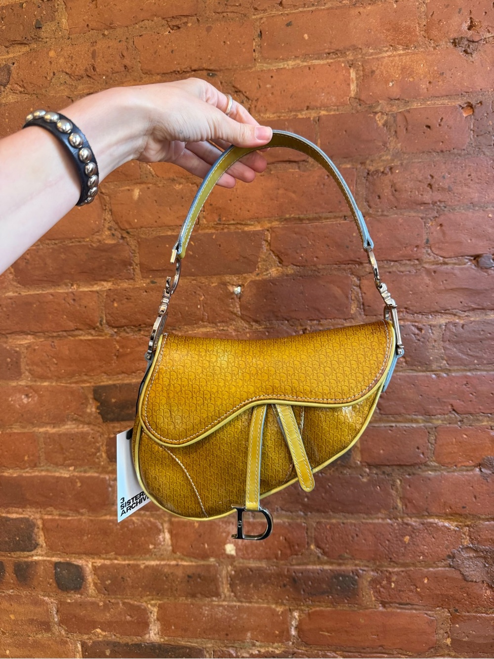 DIOR PATENT GREEN DIORISSMO MINI SADDLE